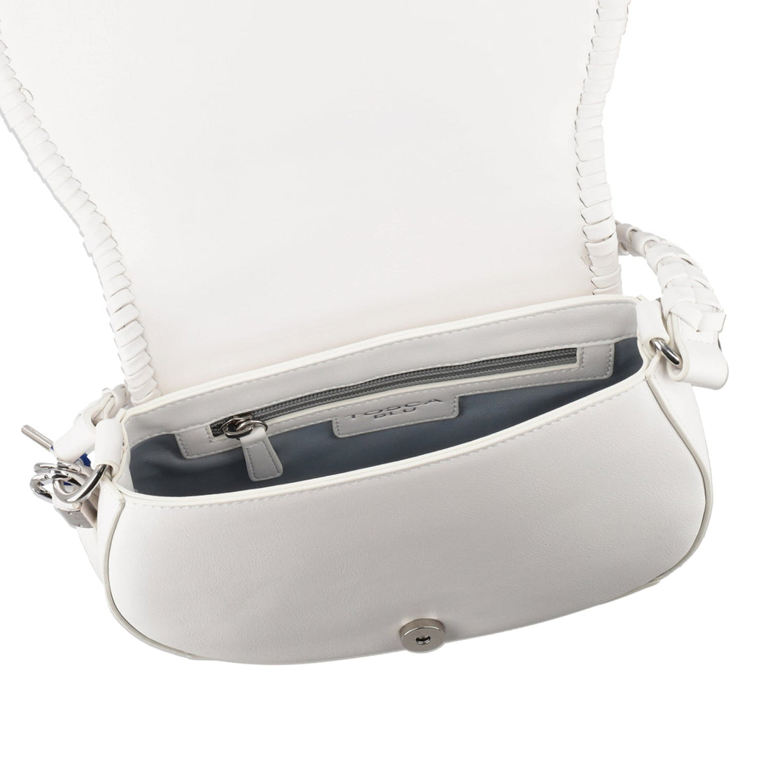 WHITE SMALL AMALFI SHOULDER BAG WITH FLAP