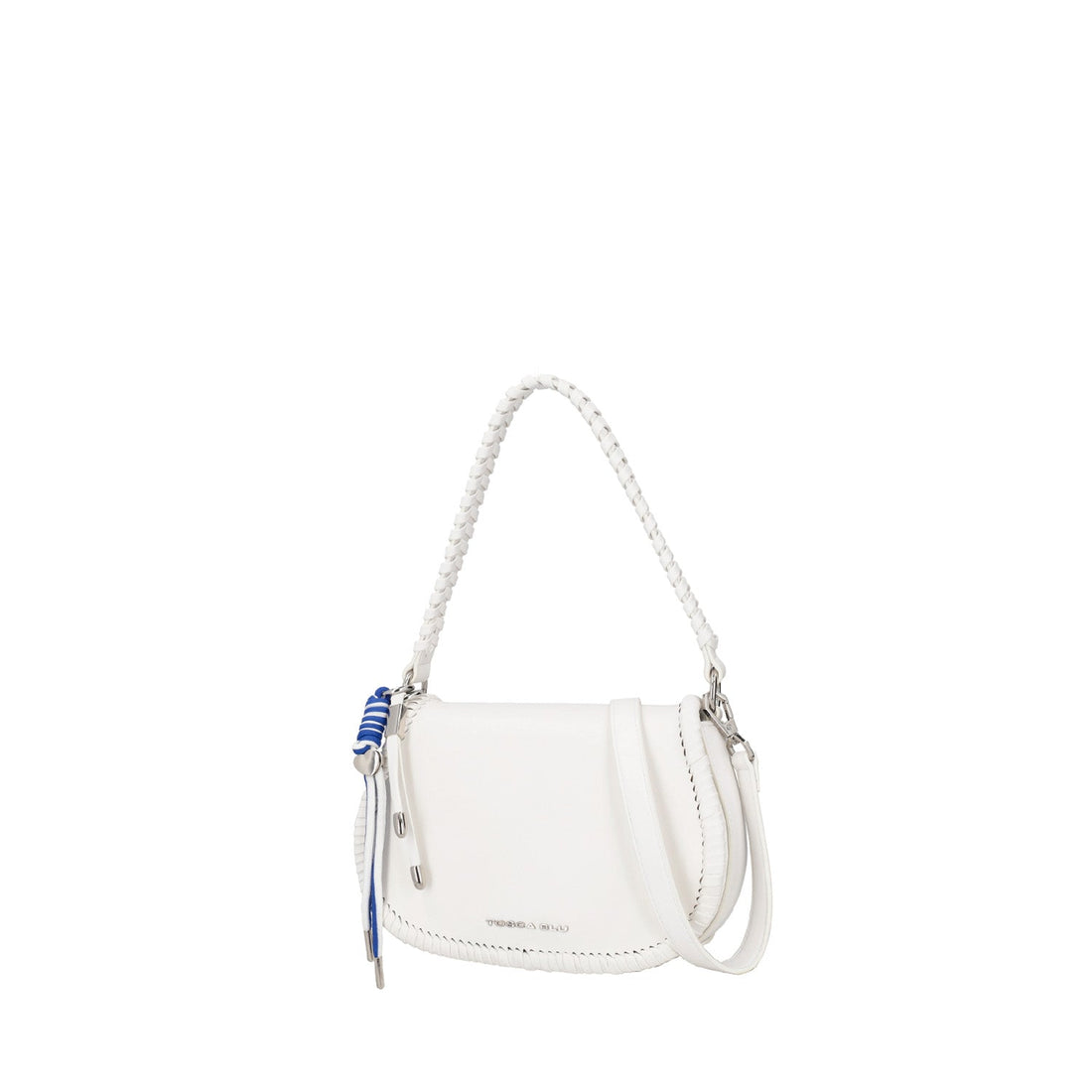 WHITE SMALL AMALFI SHOULDER BAG WITH FLAP