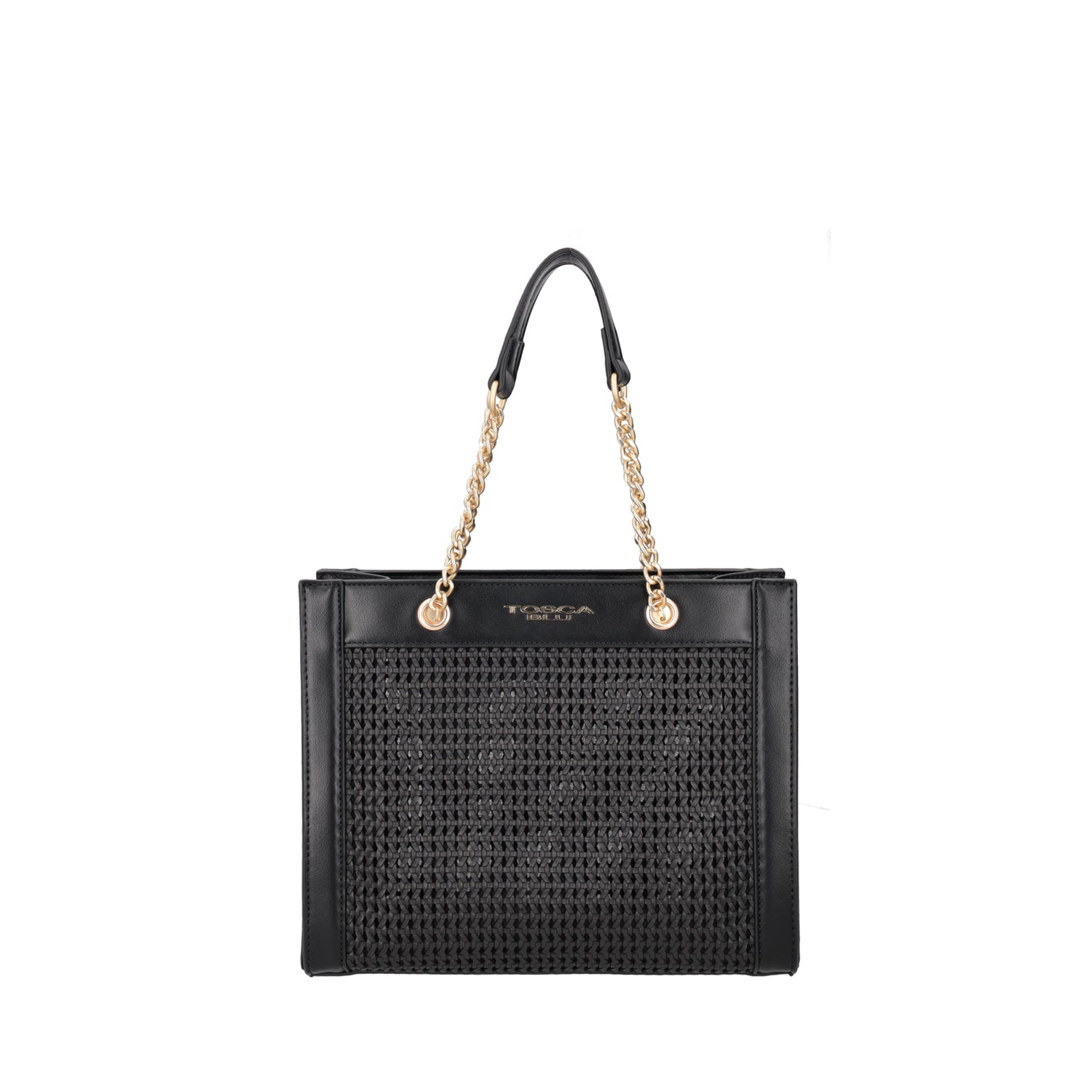 BLACK FAVIGNANA MEDIUM WOVEN SHOPPING BAG