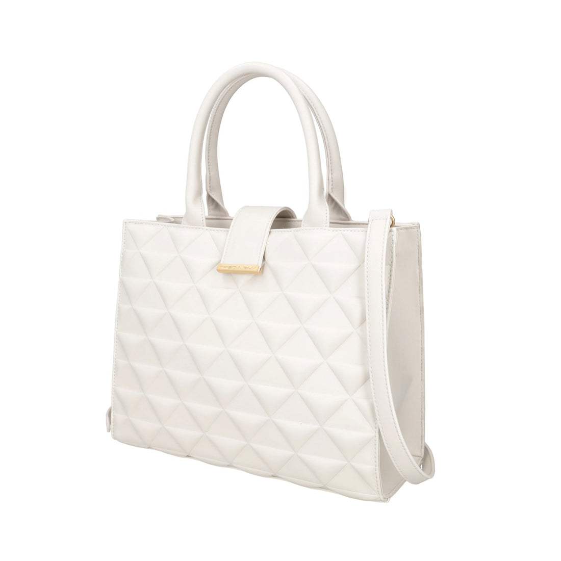 WHITE ADELE SHOPPING BAG WITH SHOULDER STRAP