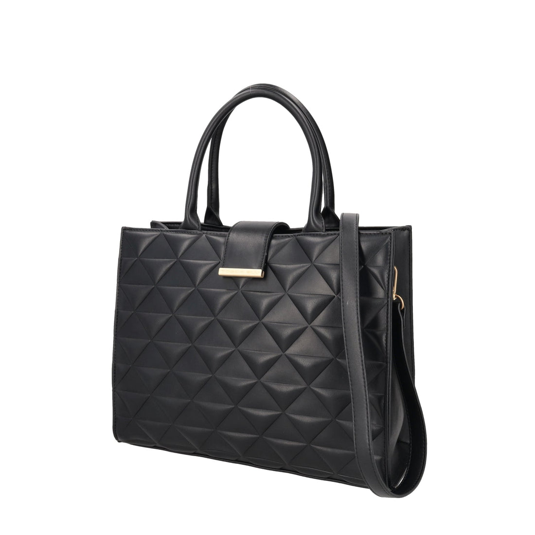 BLACK ADELE SHOPPING BAG WITH SHOULDER STRAP