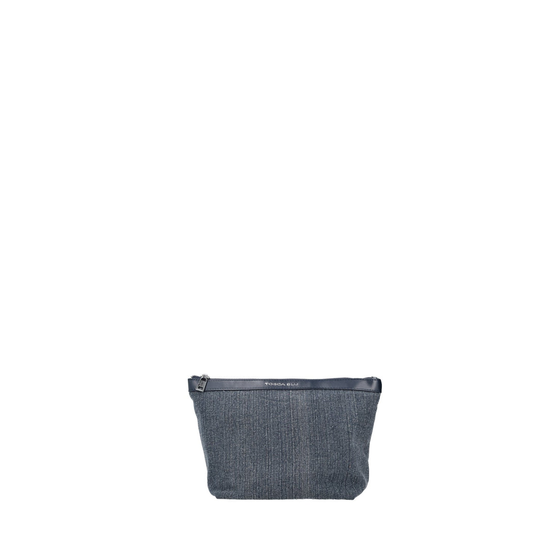 Borsa a mano intrecciata jeans con busta interna colore blu