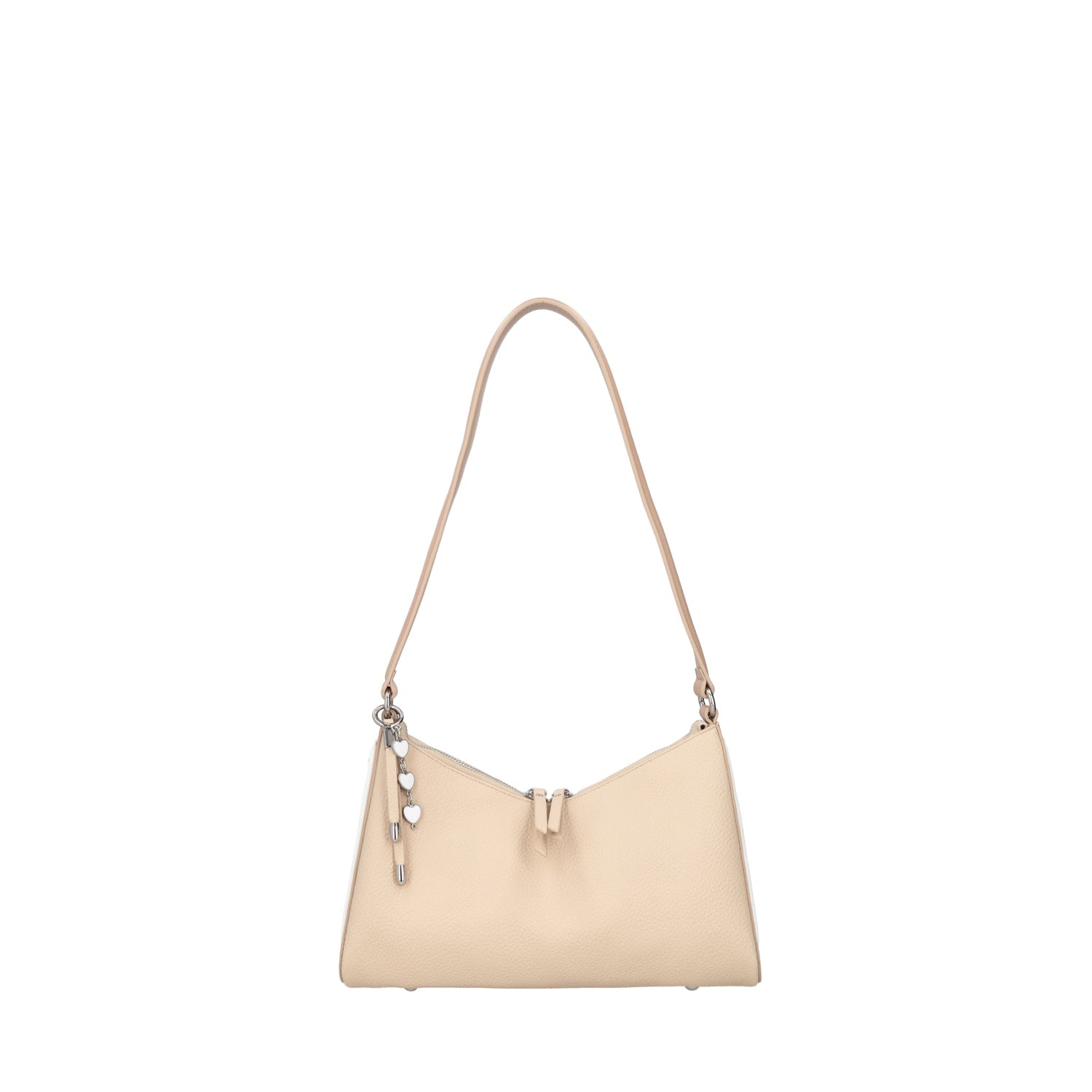 BEIGE LOVE SHOULDER BAG WITH HEART DETAILS