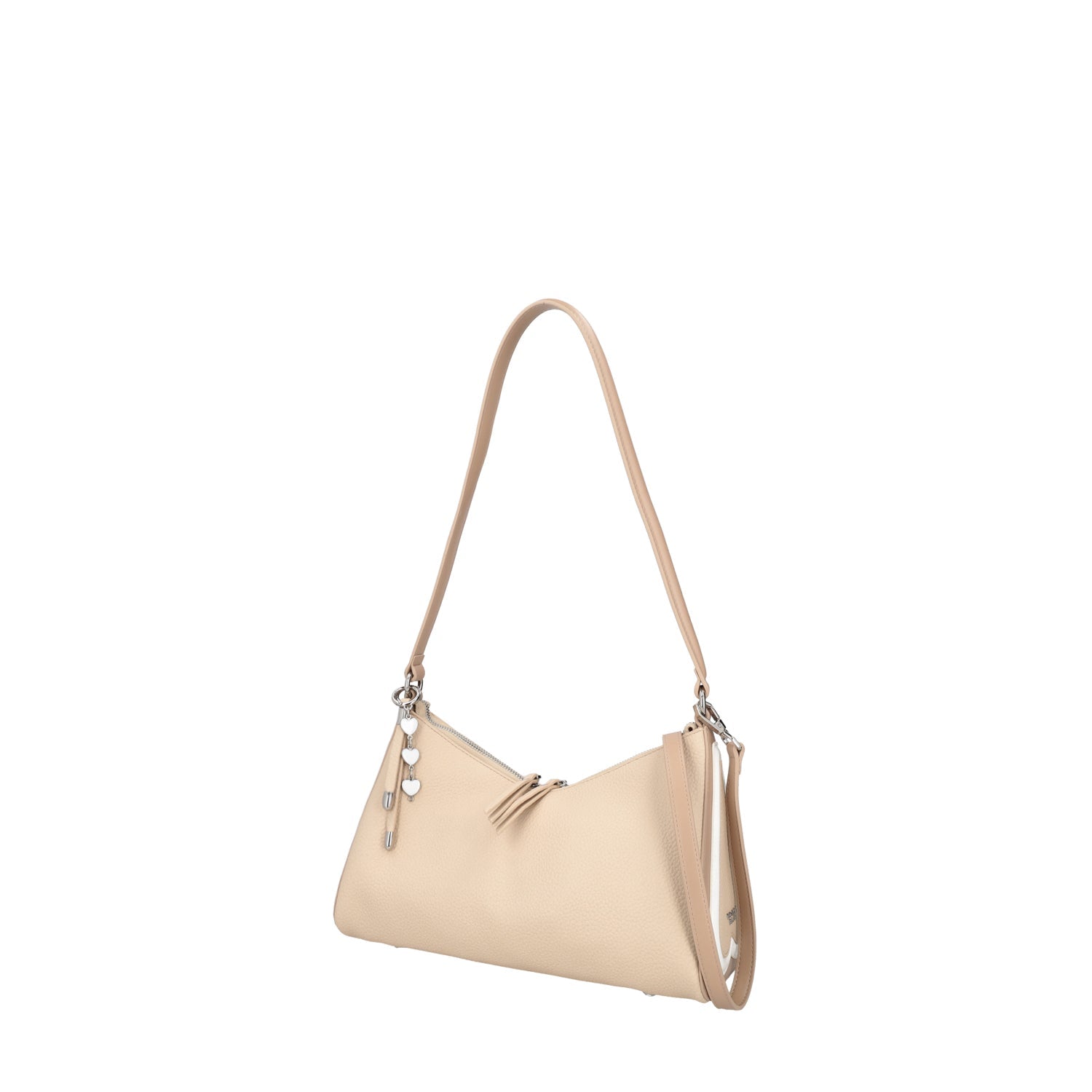 BEIGE LOVE SHOULDER BAG WITH HEART DETAILS