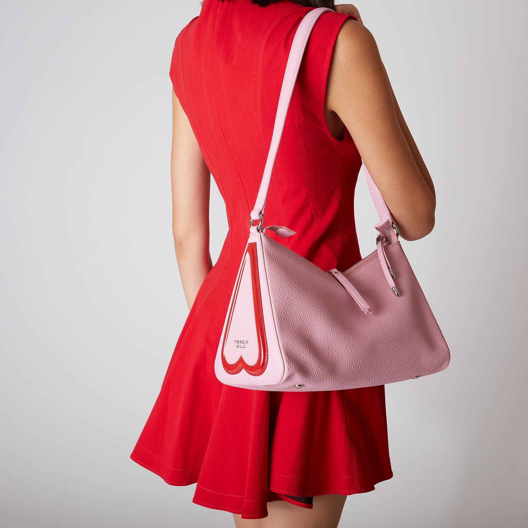 PINK LOVE SHOULDER BAG WITH HEART DETAILS