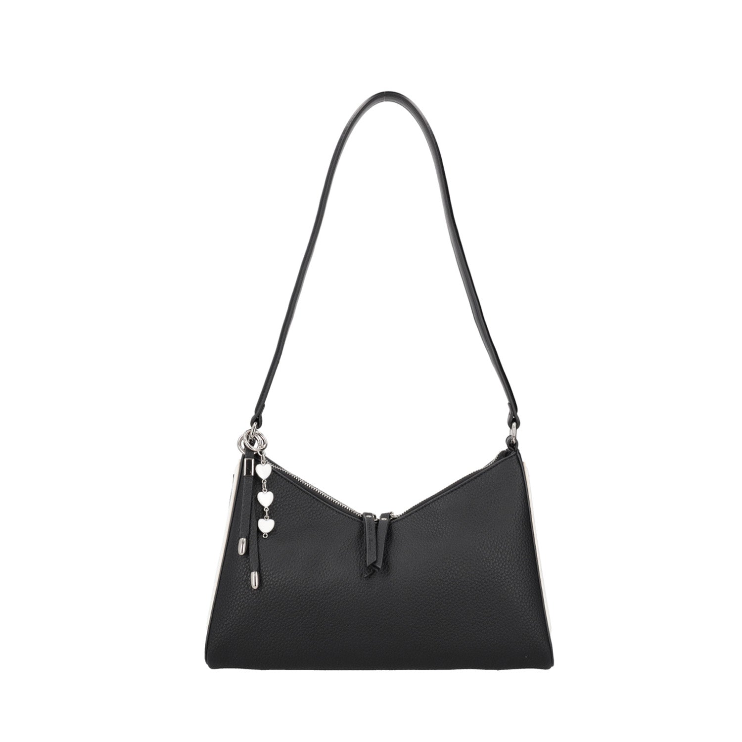 BLACK LOVE SHOULDER BAG WITH HEART DETAILS