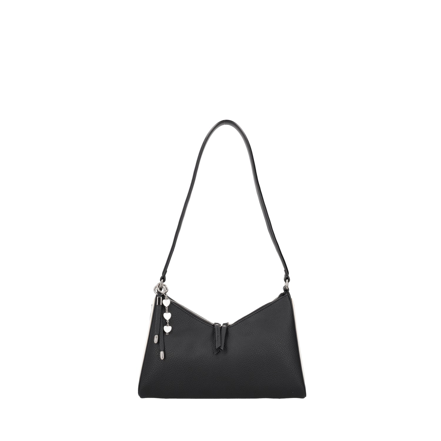 BLACK LOVE SHOULDER BAG WITH HEART DETAILS