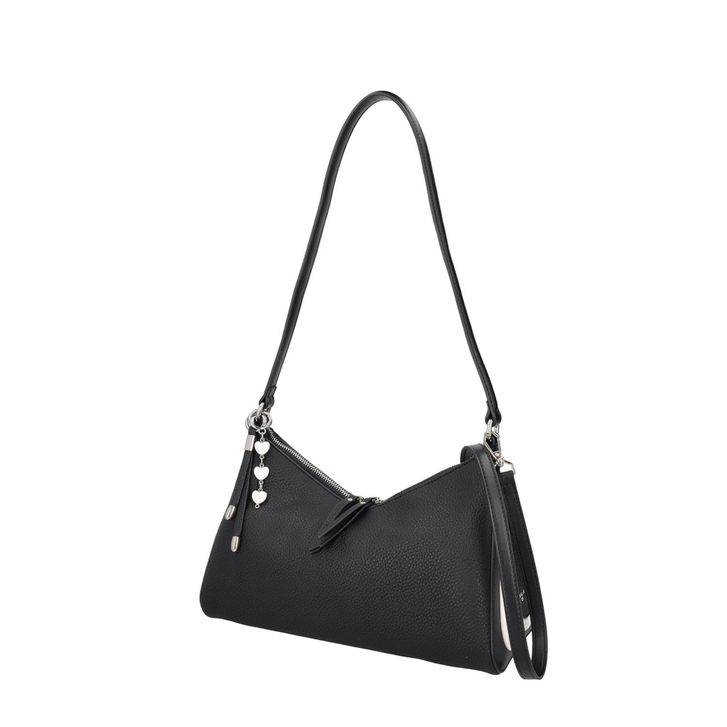 BLACK LOVE SHOULDER BAG WITH HEART DETAILS