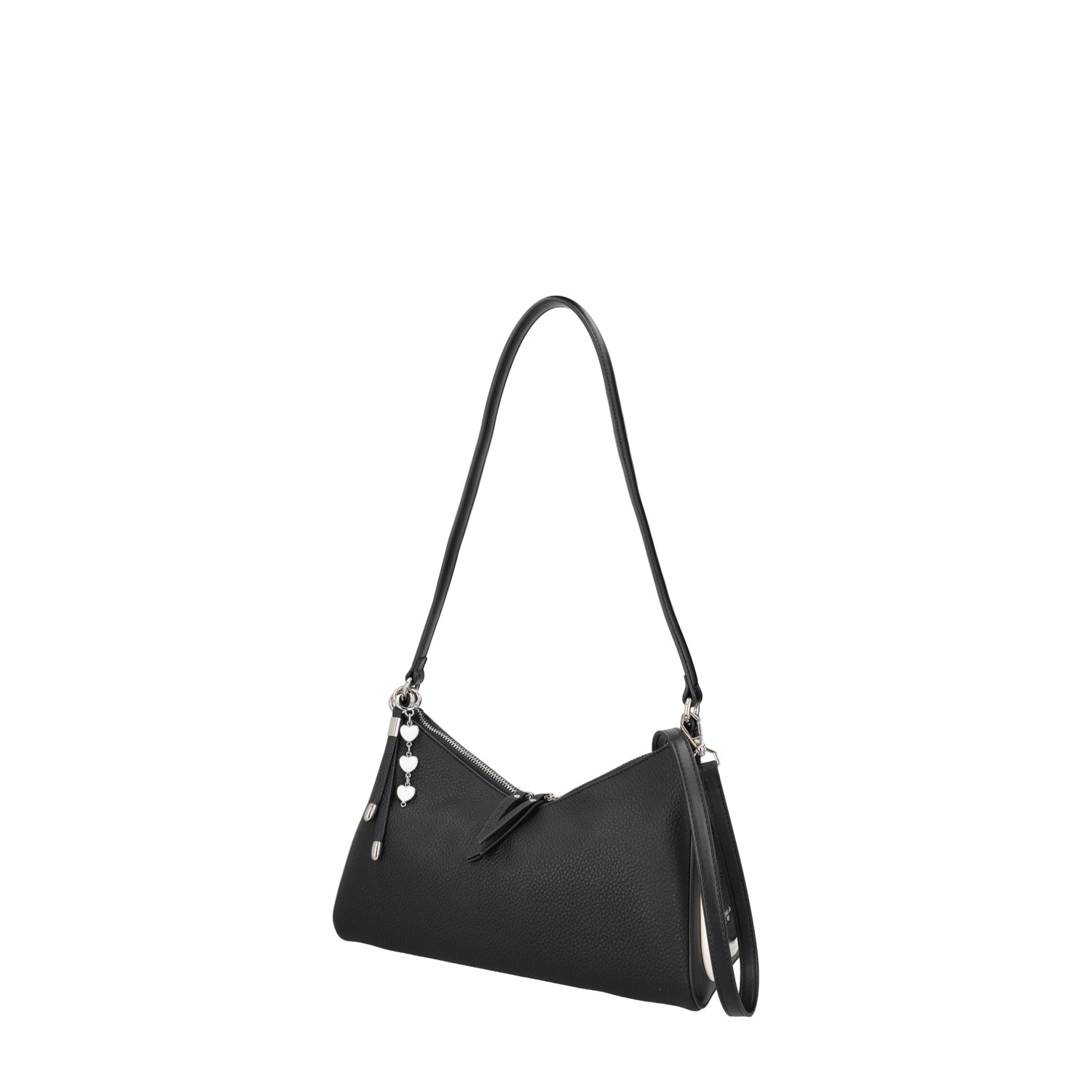 BLACK LOVE SHOULDER BAG WITH HEART DETAILS