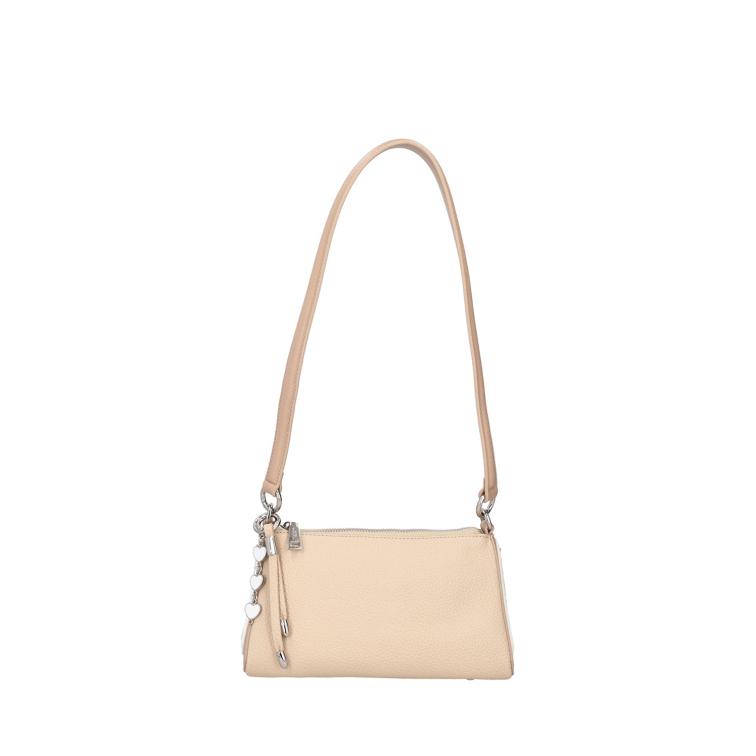 BEIGE LOVE SHOULDER BAG WITH HEART DETAILS