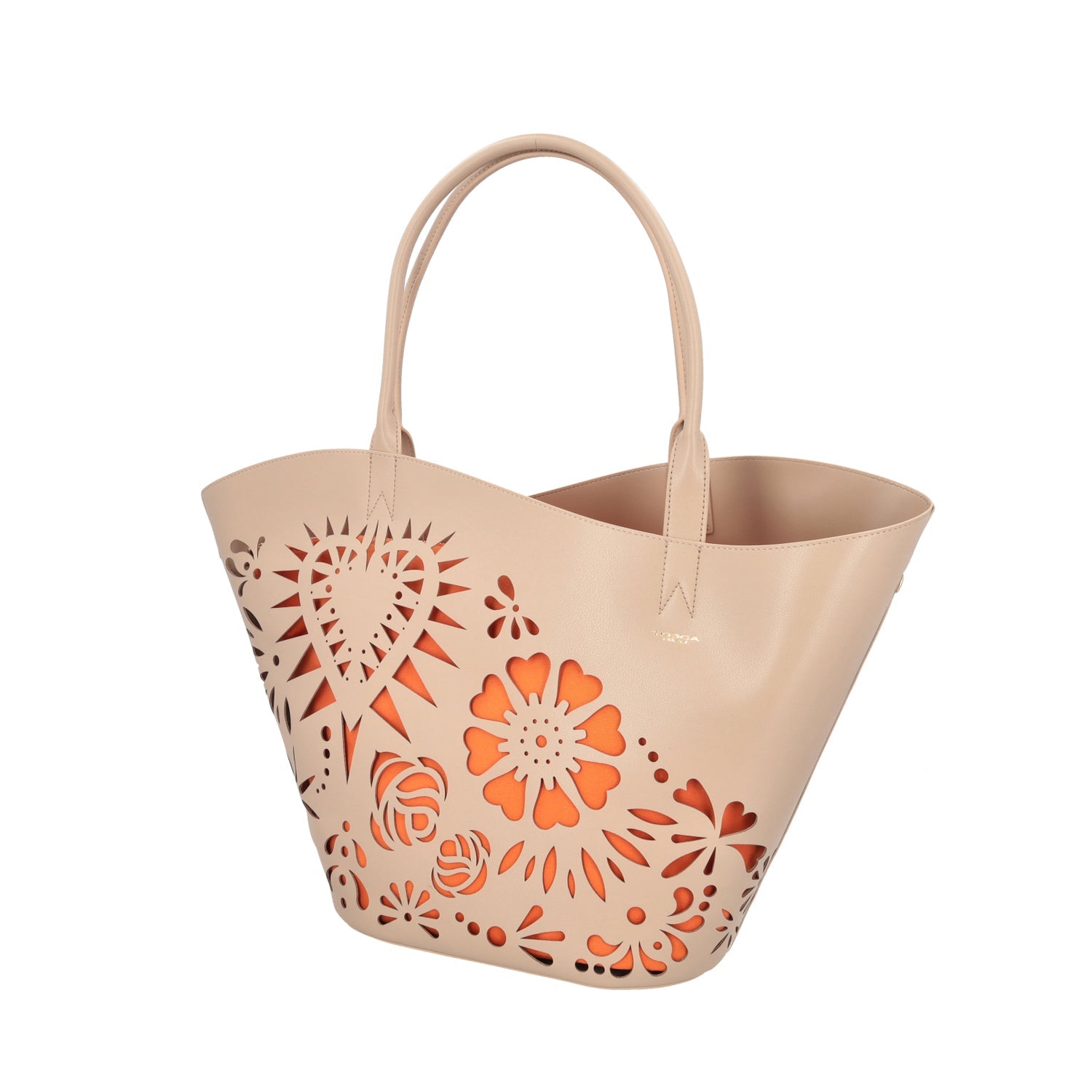 BEIGE LASERED ISCHIA SHOPPING BAG