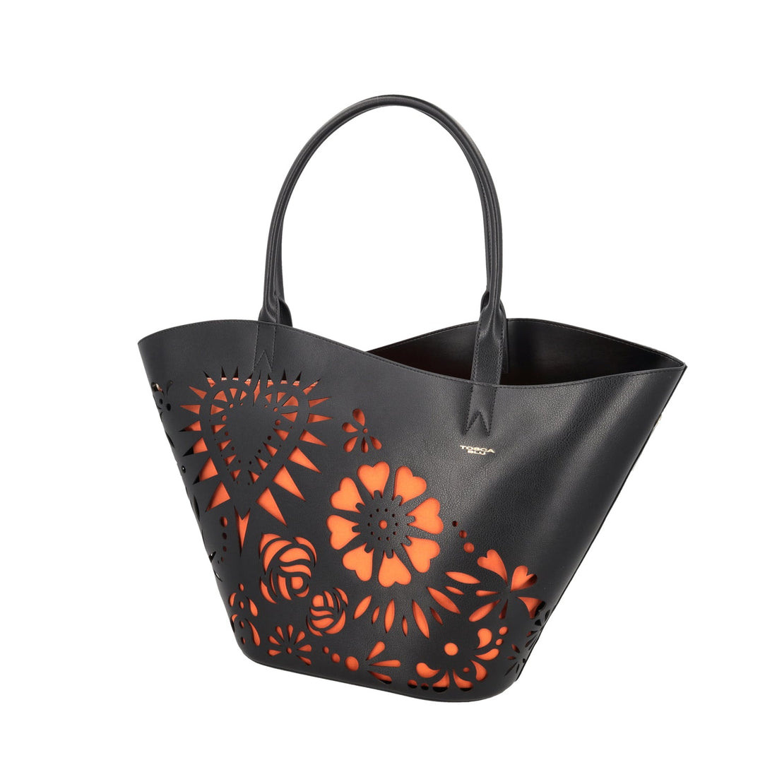 BLACK LASERED ISCHIA SHOPPING BAG