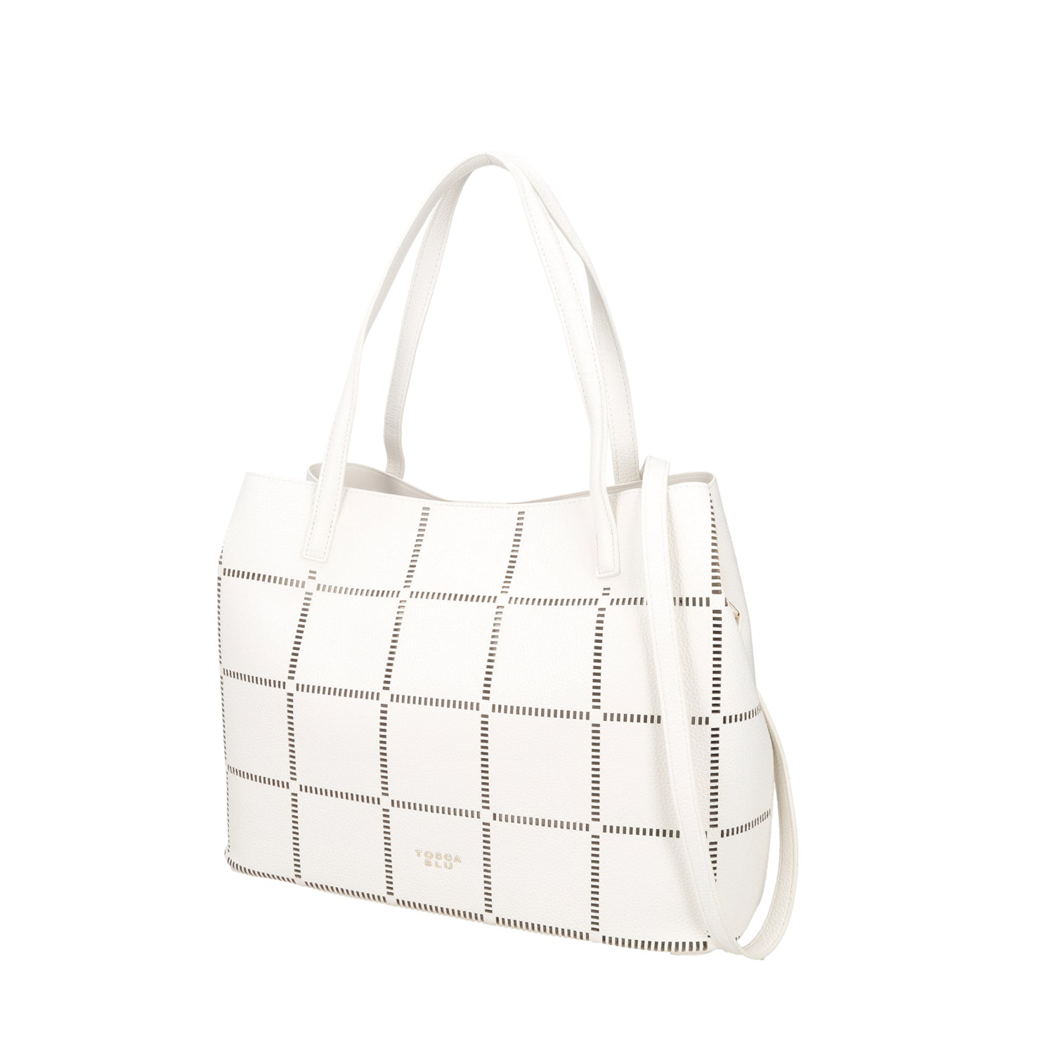 WHITE CAORLE SHOPPING BAG WITH SHOULDER STRAP