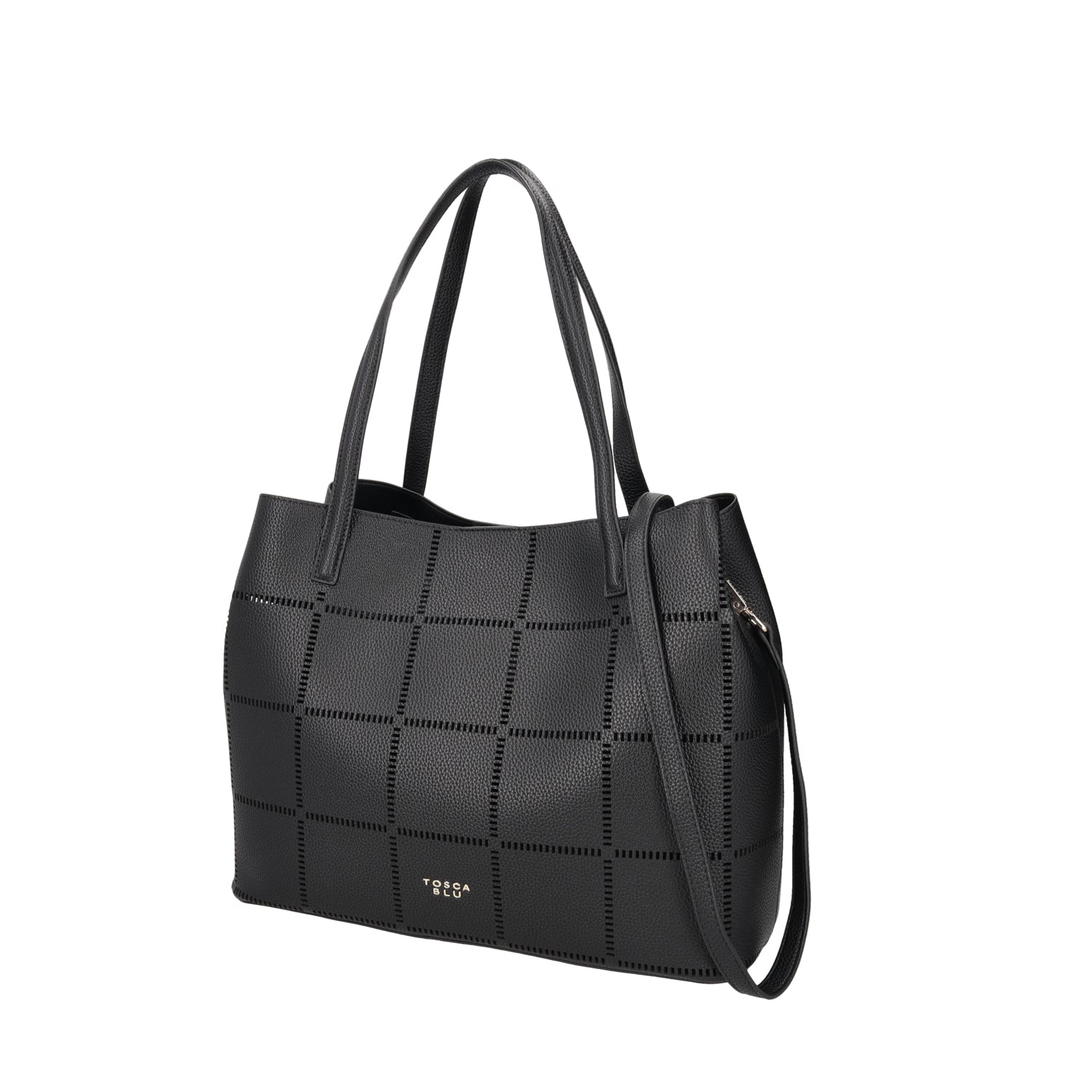 BLACK CAORLE SHOPPING BAG WITH SHOULDER STRAP