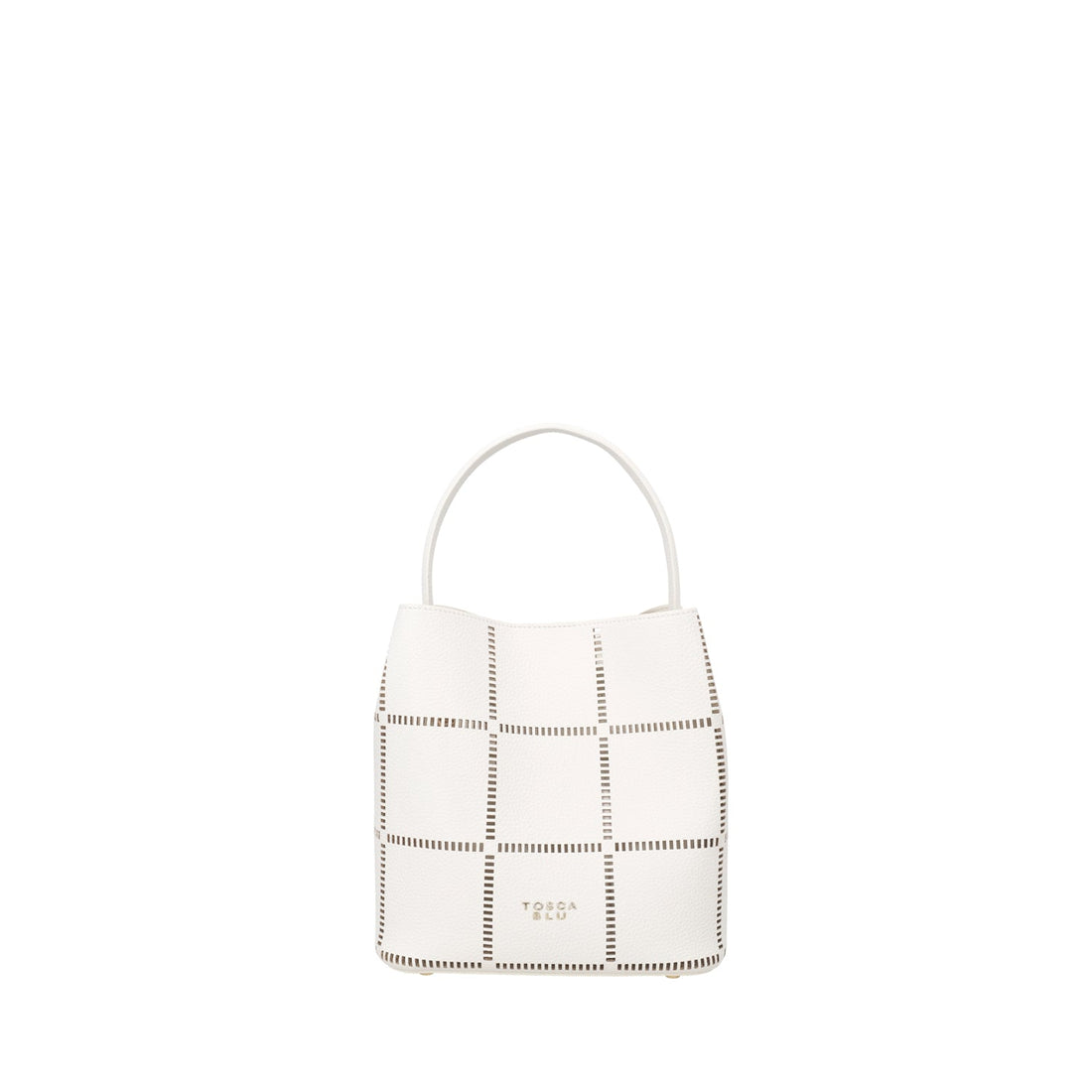 WHITE CAORLE BUCKET BAG WITH SHOULDER STRAP