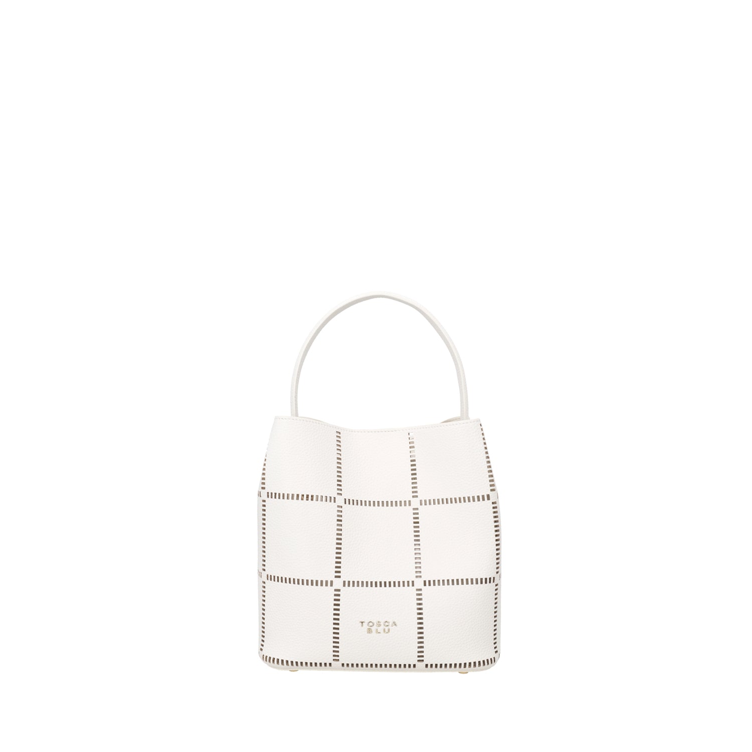 WHITE CAORLE BUCKET BAG WITH SHOULDER STRAP