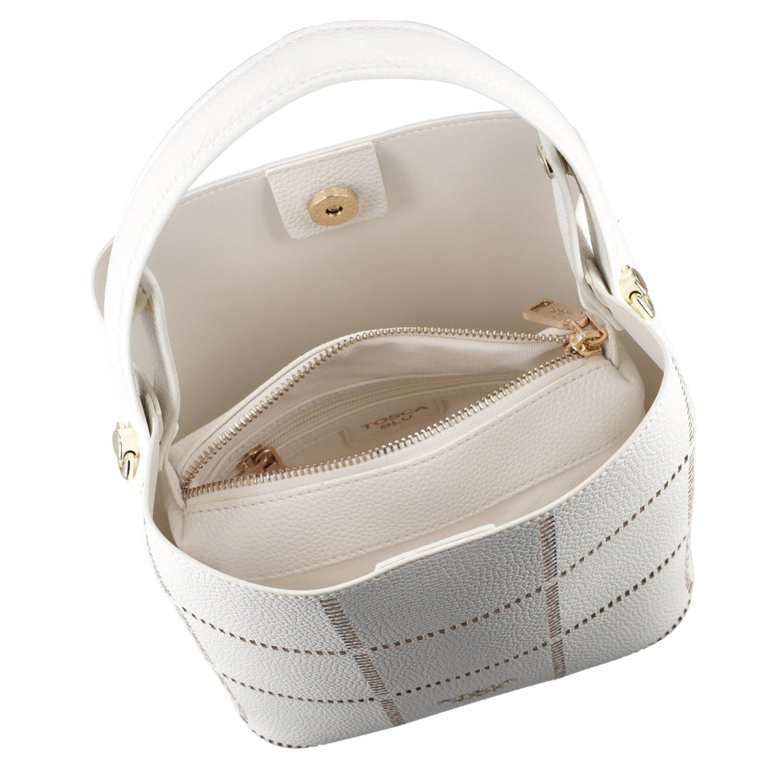 WHITE CAORLE BUCKET BAG WITH SHOULDER STRAP