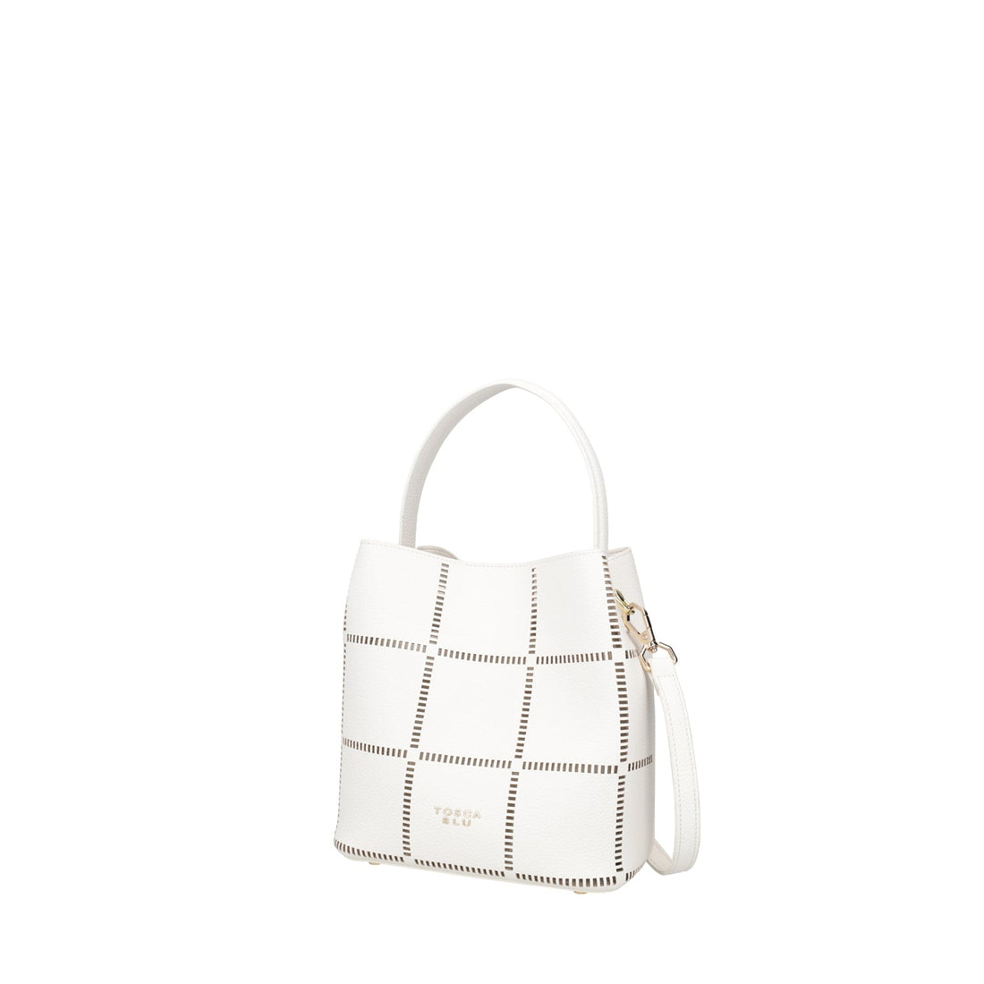 WHITE CAORLE BUCKET BAG WITH SHOULDER STRAP