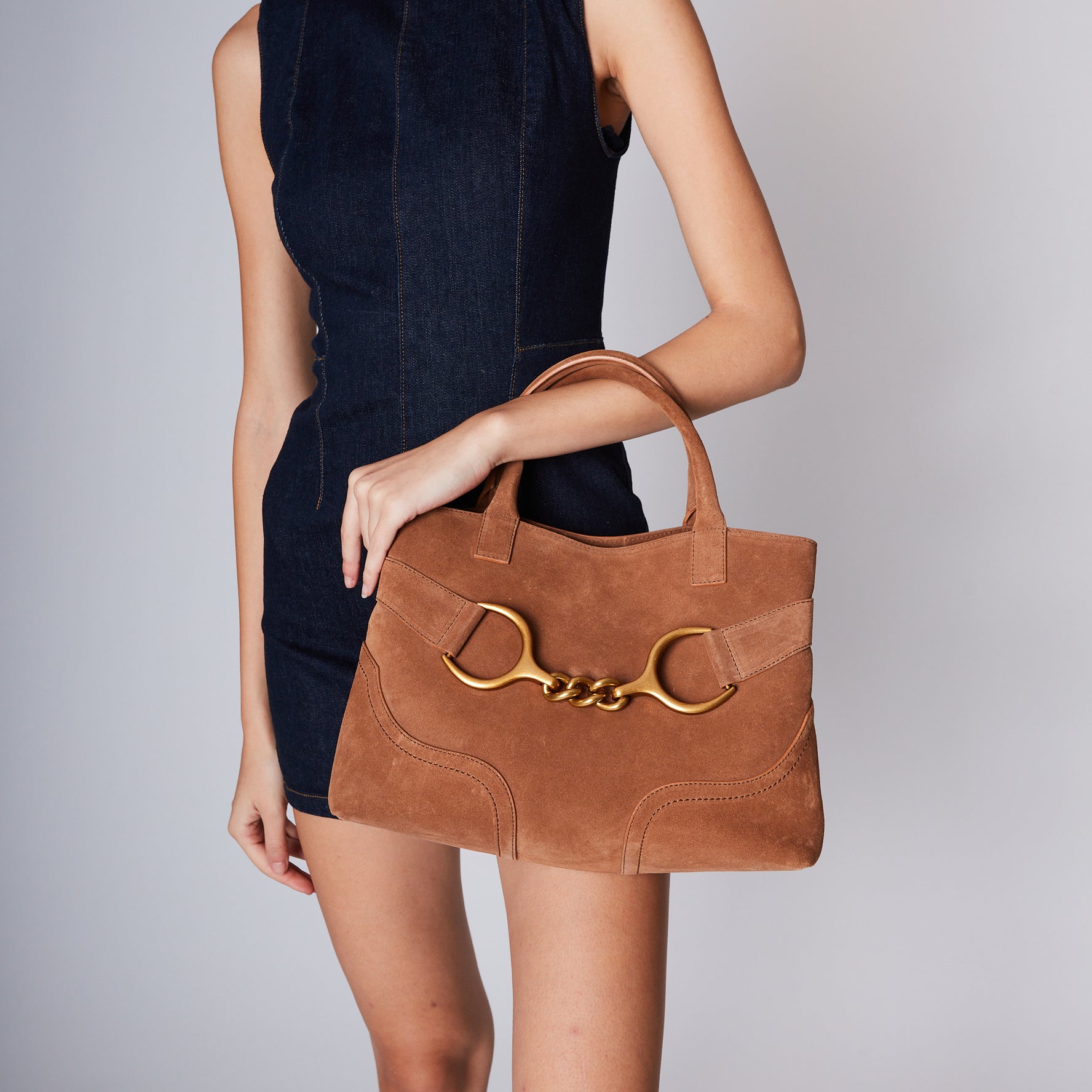 Cognac Cecilia Handbag In Suede